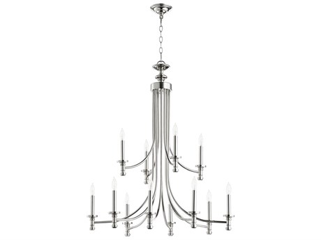 Quorum Rossington 12-Light Polished Nickel Candelabra Tiered Chandelier