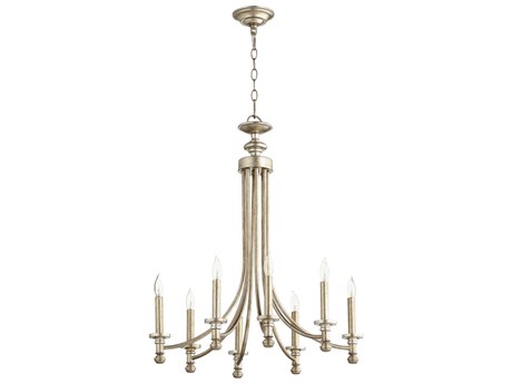 Quorum Rossington 8-Light Aged Silver Leaf Candelabra Chandelier