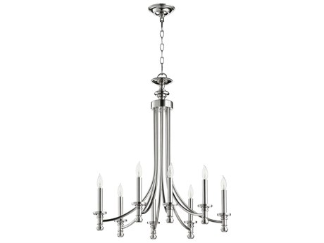 Quorum Rossington 8-Light Polished Nickel Candelabra Chandelier