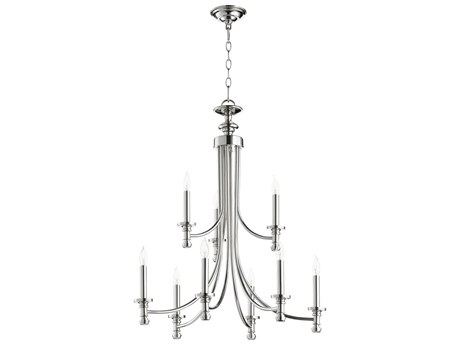Quorum Rossington 9-Light Polished Nickel Candelabra Tiered Chandelier