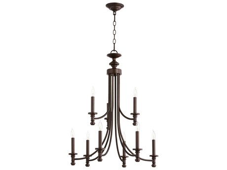 Quorum Rossington 9-Light Oiled Bronze Candelabra Tiered Chandelier