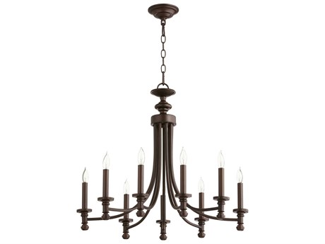 Quorum Rossington 9-Light Oiled Bronze Candelabra Chandelier