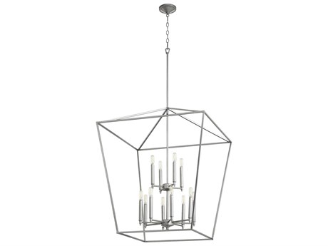 Quorum Gabriel 12-Light Classic Nickel Candelabra Tiered Chandelier