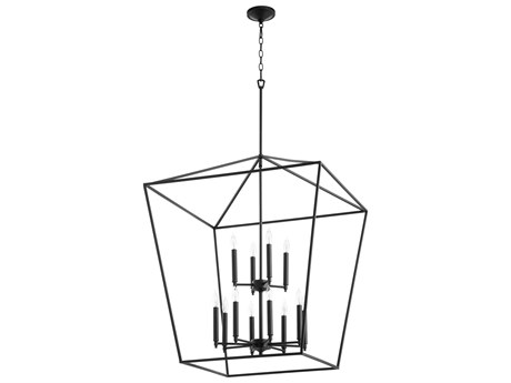 Quorum Gabriel 12-Light Noir Black Candelabra Tiered Chandelier