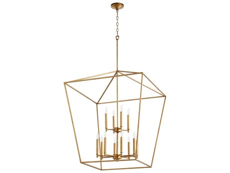 Quorum Gabriel 12-Light Gold Leaf Candelabra Tiered Chandelier