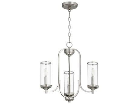Quorum Collins 3-Light Satin Nickel Glass Candelabra Cylinder Chandelier