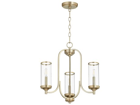 Quorum Collins 3-Light Aged Brass Glass Cylinder Chandelier
