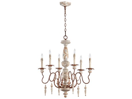 Quorum La Maison 6-Light Manchester Grey With Rust Accents Candelabra Chandelier