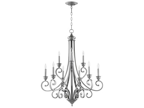 Quorum Bryant 9-Light Classic Nickel Candelabra Chandelier