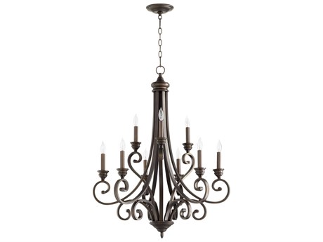 Quorum Bryant 9-Light Oiled Bronze Candelabra Tiered Chandelier