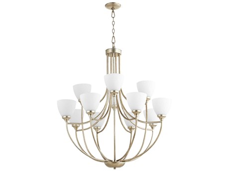 Quorum Enclave 12-Light Aged Silver Leaf Chandelier
