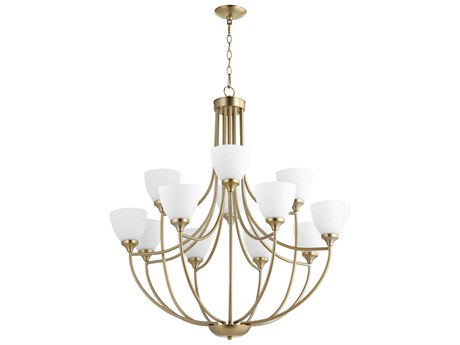 Quorum Enclave 12-Light Aged Brass Chandelier