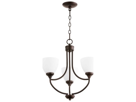 Quorum Enclave 3-Light Oiled Bronze Glass Bell Chandelier