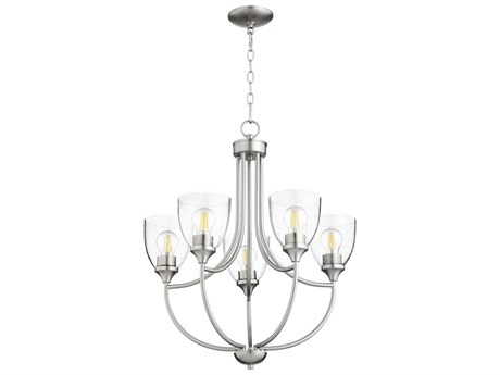 Quorum Enclave 5-Light Satin Nickel With Clear Seeded Glass Bell Chandelier