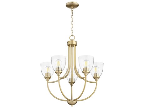 Quorum Enclave 5-Light Aged Brass With Clear Seeded Bell Chandelier