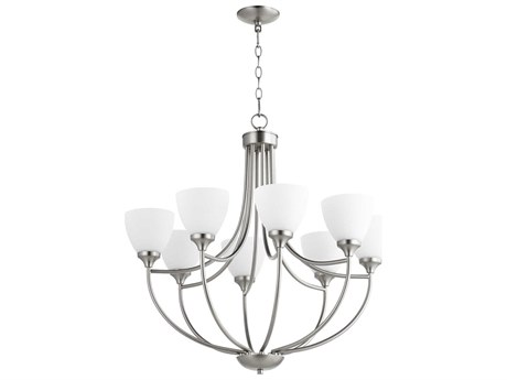 Quorum Enclave 8-Light Satin Nickel Glass Bell Chandelier