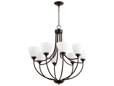 Quorum Enclave 8-Light Oiled Bronze Glass Bell Chandelier