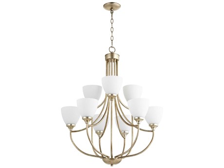 Quorum Enclave 9-Light Aged Silver Leaf Chandelier