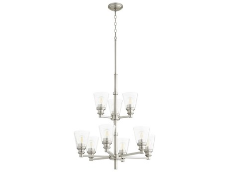 Quorum Dunbar 9-Light Satin Nickel Tiered Chandelier