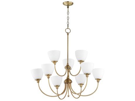 Quorum Celeste 9-Light Aged Brass Tiered Chandelier