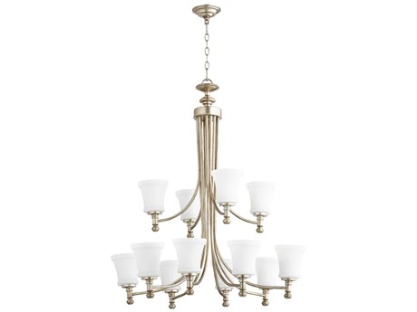 Quorum Rossington 12-Light Aged Silver Leaf Chandelier