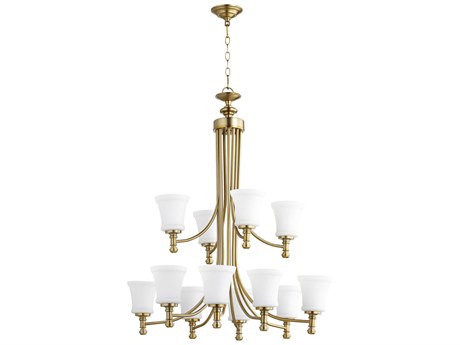 Quorum Rossington 12-Light Aged Brass Chandelier