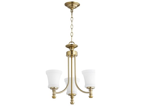 Quorum Rossington 3-Light Aged Brass Glass Chandelier