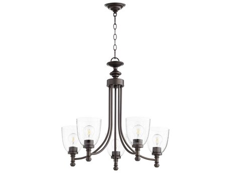 Quorum Rossington 5-Light Oiled Bronze With Clear Seeded Glass Bell Chandelier