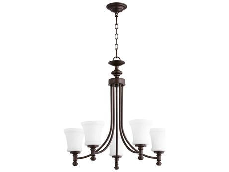 Quorum Rossington 5-Light Oiled Bronze Glass Chandelier