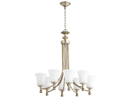 Quorum Rossington 8-Light Aged Silver Leaf Chandelier