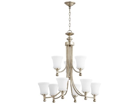 Quorum Rossington 9-Light Aged Silver Leaf Chandelier