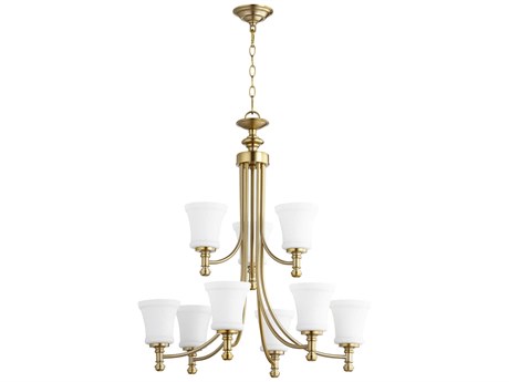 Quorum Rossington 9-Light Aged Brass Chandelier