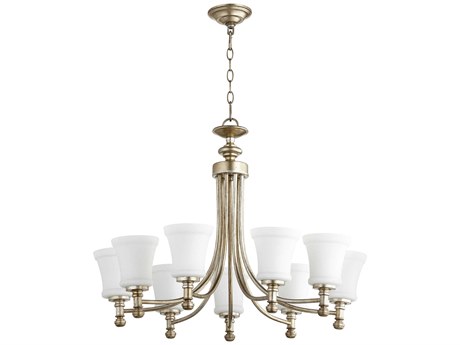 Quorum Rossington 9-Light Aged Silver Leaf Chandelier