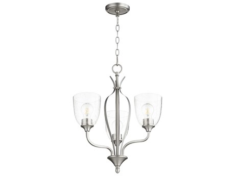 Quorum Jardin 3-Light Satin Nickel With Clear Seeded Glass Bell Chandelier