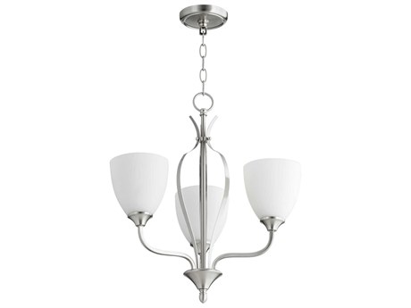 Quorum Jardin 3-Light Satin Nickel Glass Bell Chandelier