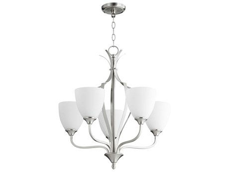 Quorum Jardin 5-Light Satin Nickel Glass Bell Chandelier