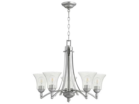 Quorum Aspen 5-Light Classic Nickel Glass Bell Chandelier