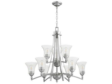 Quorum Aspen 9-Light Classic Nickel Bell Tiered Chandelier