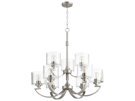 Quorum Dakota 9-Light Satin Nickel Drum Tiered Chandelier