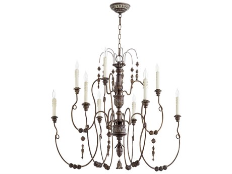 Quorum Salento 9-Light Vintage Copper Candelabra Tiered Chandelier