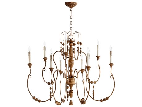 Quorum Salento 9-Light French Umber Gold Candelabra Tiered Chandelier