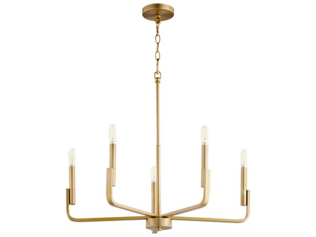 Quorum Tempo 6-Light Aged Brass Candelabra Chandelier