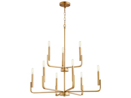 Quorum Tempo 9-Light Aged Brass Candelabra Chandelier