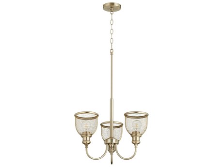 Quorum Omni 3-Light Aged Brass Bell Chandelier