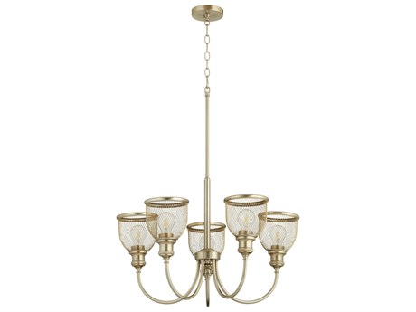 Quorum Omni 5-Light Aged Brass Bell Chandelier