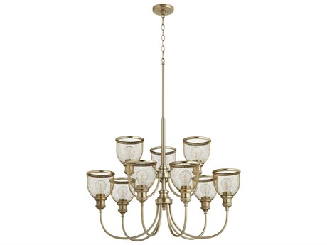 Quorum Omni 9-Light Aged Brass Bell Chandelier