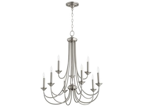 Quorum Brooks 9-Light Satin Nickel Candelabra Tiered Chandelier