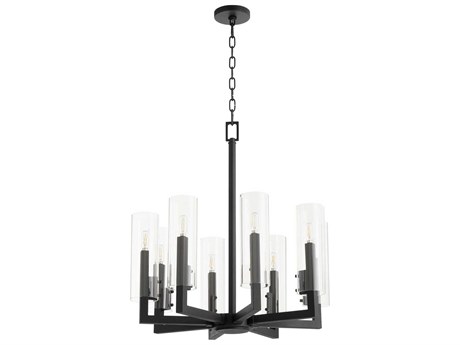 Quorum Harbin 8-Light Textured Black Glass Candelabra Cylinder Chandelier