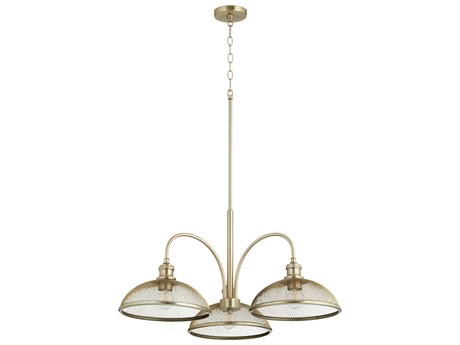 Quorum Omni 3-Light Aged Brass Bowl Chandelier