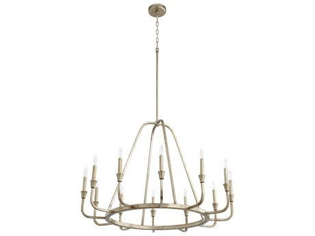 Quorum Marquee 12-Light Aged Silver Leaf Candelabra Round Chandelier
